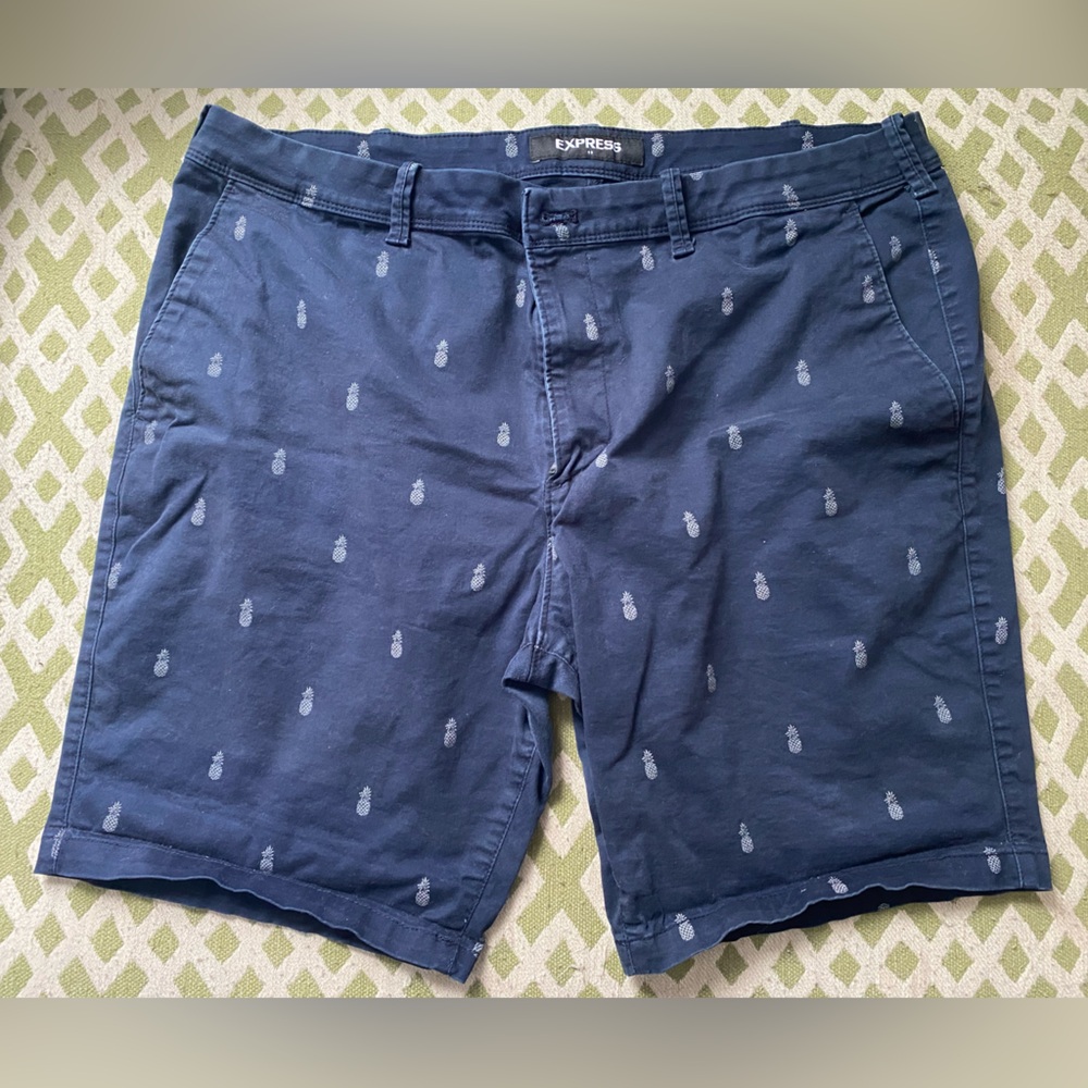 Express Men’s Slim Chino Shorts - Navy Pineapple